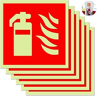 6 Stück Selbstklebend Feuerlöscher Schild, Schild Feuerlöscher,PVC Nachleuchtend Feuerlöscher Aufkleber, 15 x 15 cm Hinweisschild Feuerlöschers für Haus Büro Baustelle und Auto