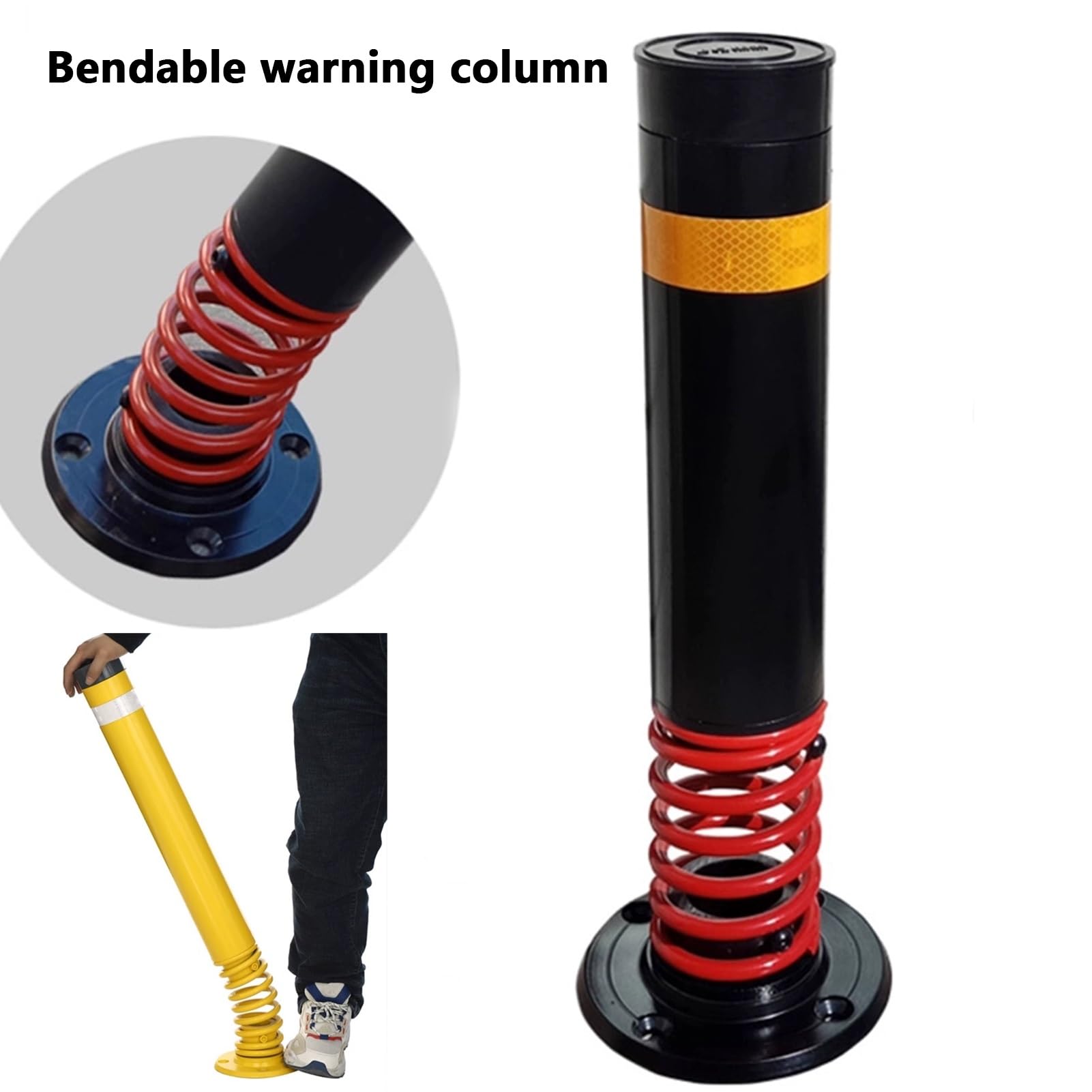 Genérico Bolardo de Seguridad Plegable con Cerradura, Poste Reflectante para señalización Vial, Barrera de estacionamiento con Resorte, delimitador y Controlador de Acceso vehicular, Juego de 8 Poste
