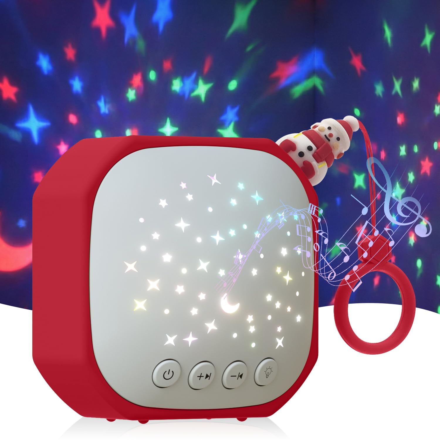 Macchina audio portatile per bambini con proiettore a stella, macchina per il suono del rumore bianco per un sonno profondo e riposante, macchina per il rumore del bambino con gancio per camera dei