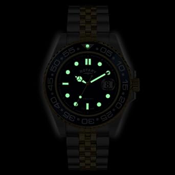 Rotary Men's Apex 100 Blue Dial Silver & Gold Plated Stainless Steel Bracelet Watch