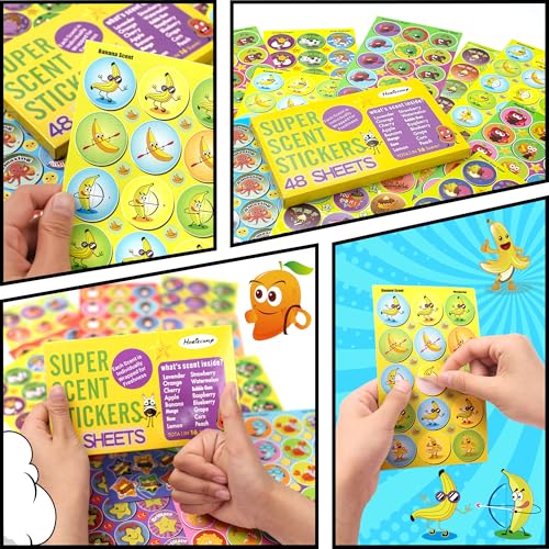 HORIECHALY Smelly Stickers Scratch and Sniff for Kids, Scented Stickers 48 Sheets 746 PCS 16 Different Scents, Sensory Fun Positive Reward for Classroom Engagement and Creative Play