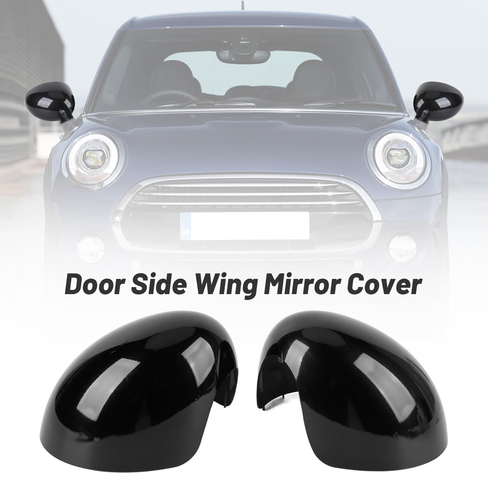 Coppia di Coperture a Specchio Sulla Porta Esterna Adattata Alla Mini F55 F55 F56 F57 F60 Pre-LCI, Migliora L'aspetto del Veicolo per i Modelli 2014-2019 (nero lucido)