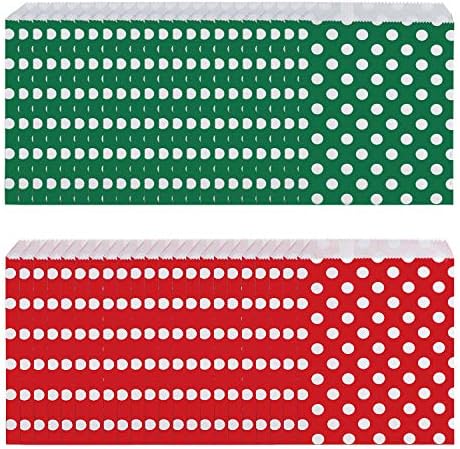 100 pieces Christmas Treat Bags Candy Buffet Paper Bags Xmas Holiday Party Favor Goody Bags Gift Bags Candy Bags