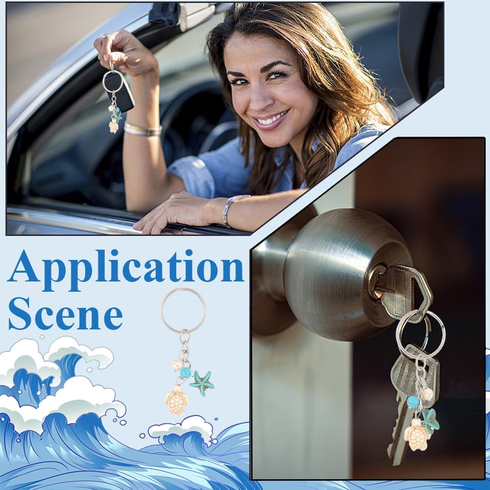 CRASPIRE 20Pcs/box Travel Turtle Keychain Good Luck Charms Sea Ocean Key Chain Bulk Turquoise Summer Starfish Beach Animal Pendant Charm Keyring Decor for DIY Party Favors Handbag Inspirational Gift image 5