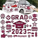 37pcs Graduation Car Reflective Magnets Grad 2023 Car Decorations Waterproof Decal Graduation Cap Fr
