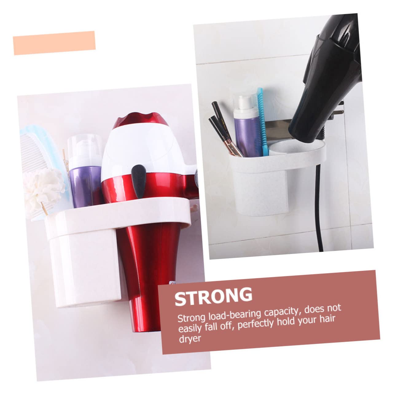 Alipis 3pezzi Supporto Per Asciugacapelli Adesivo Da Parete Organizer Per Phon Installazione Facile Perforazione Design Moderno Per Bagno e Camera Da Letto