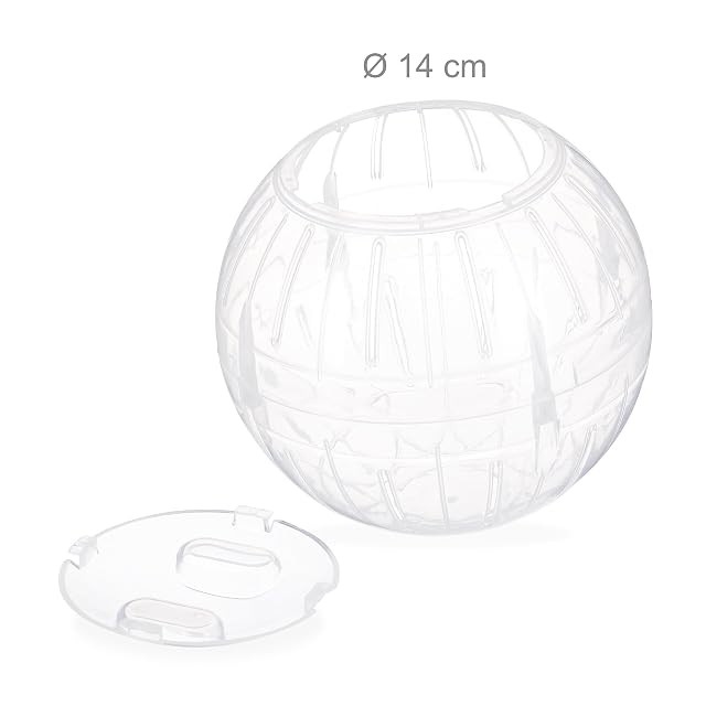 Foto 4 de 8 de Relaxdays Pack de 10 Bolas Hámster Juguete para Roedores, Plástico Transparente, 14 cm