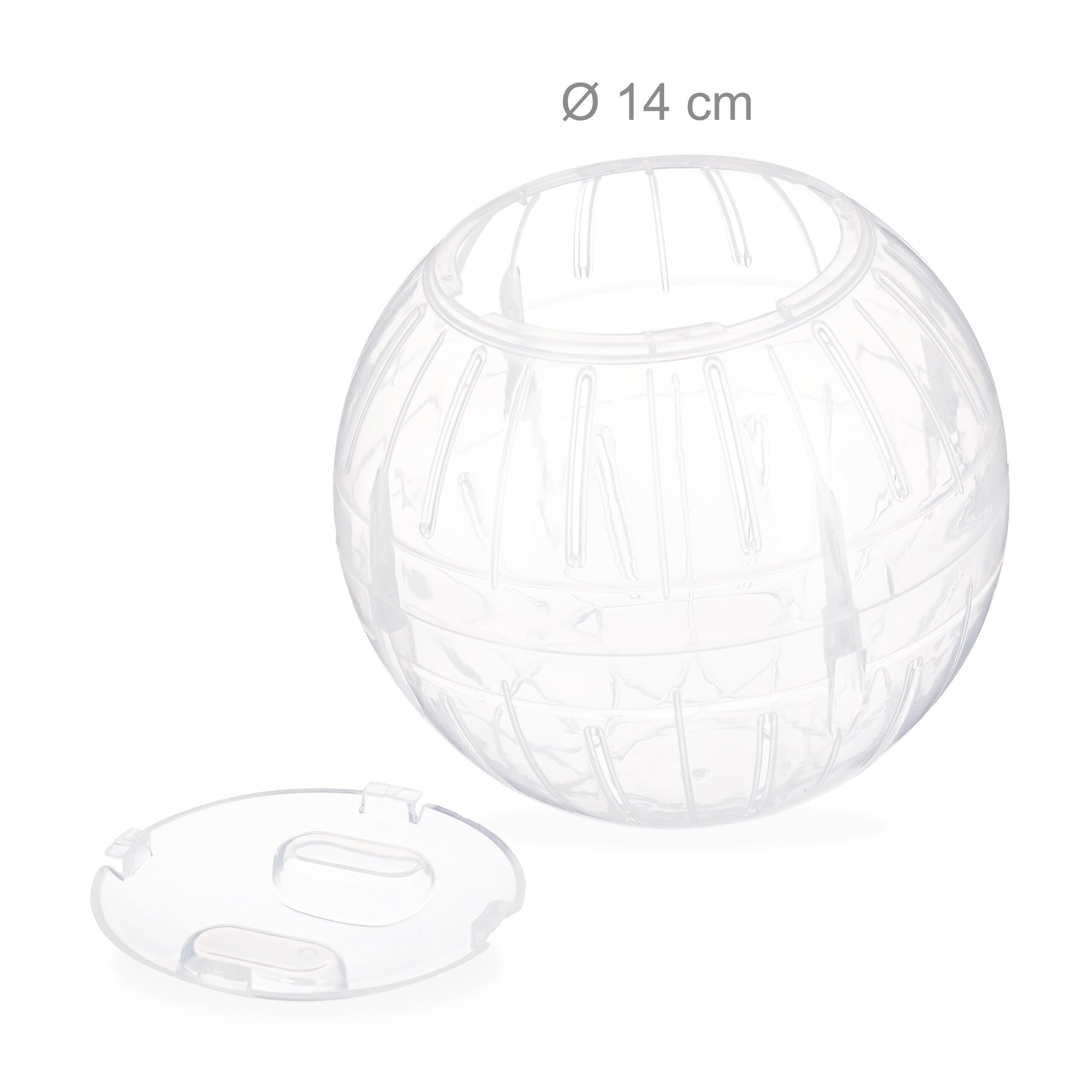 Relaxdays Chomik kulowy, zestaw 10 sztuk, zabawki dla gryzoni, akcesoria, mysz, optymalny dopływ powietrza, plastik, 14 cm, przezroczysty