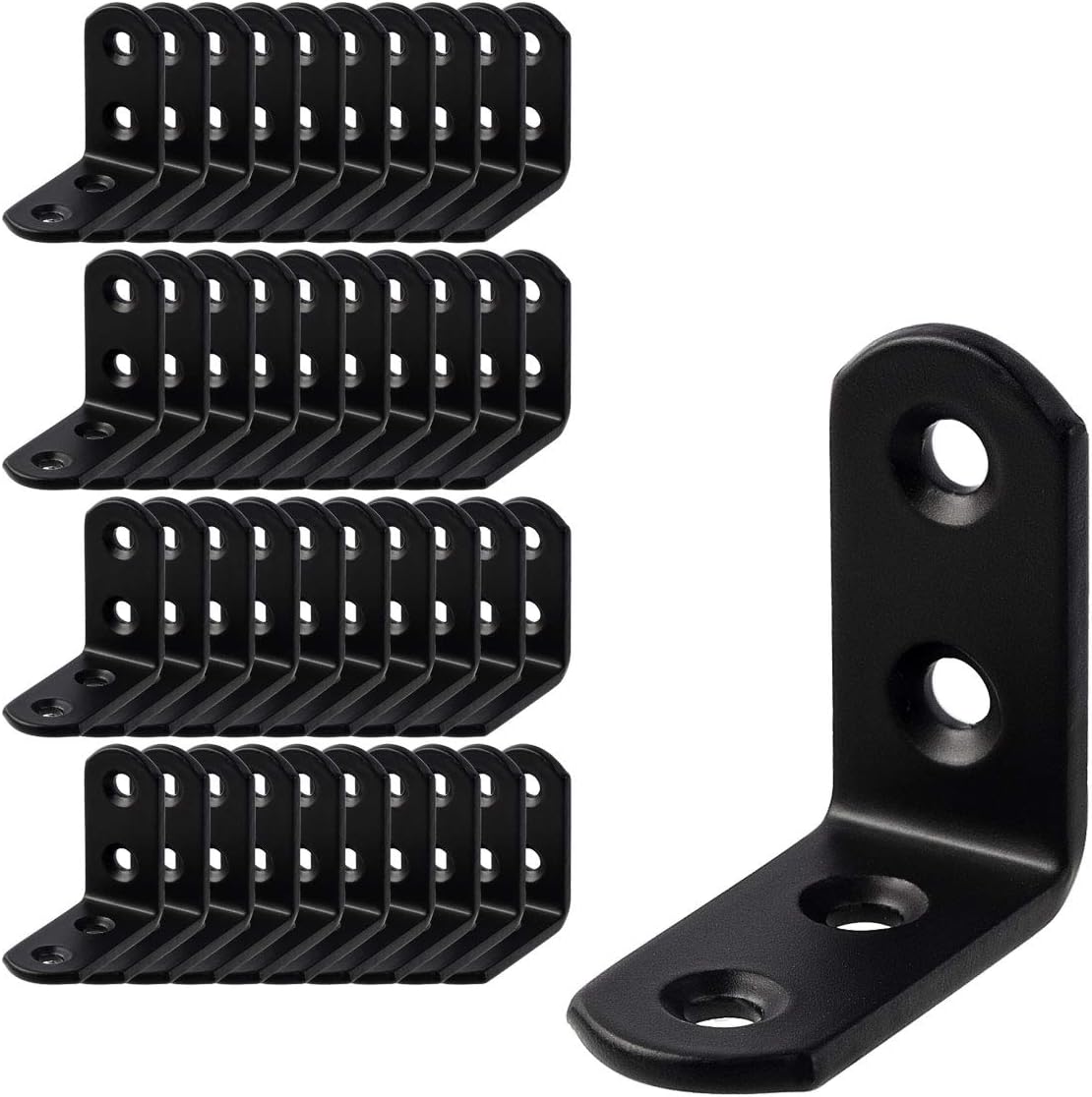 40 PCS Black L Brackets, Cast Iron 40MM X 40MM X 17MM Heavy Duty Corner Braces for Shelves, L Shape Joint Right Angle Shelf Support Corner for Shelves, Furniture and Cabinet, Round End