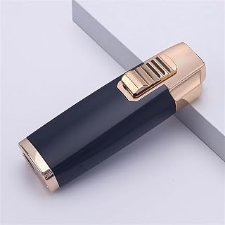 Windproof Triple Flame Lighter, Adjustable Flame, Refillable and Reusable Butane Lighter, Suitable for Outdoor, BBQ, Camping, Best Gift for Men (Butane Not Included)(C)
