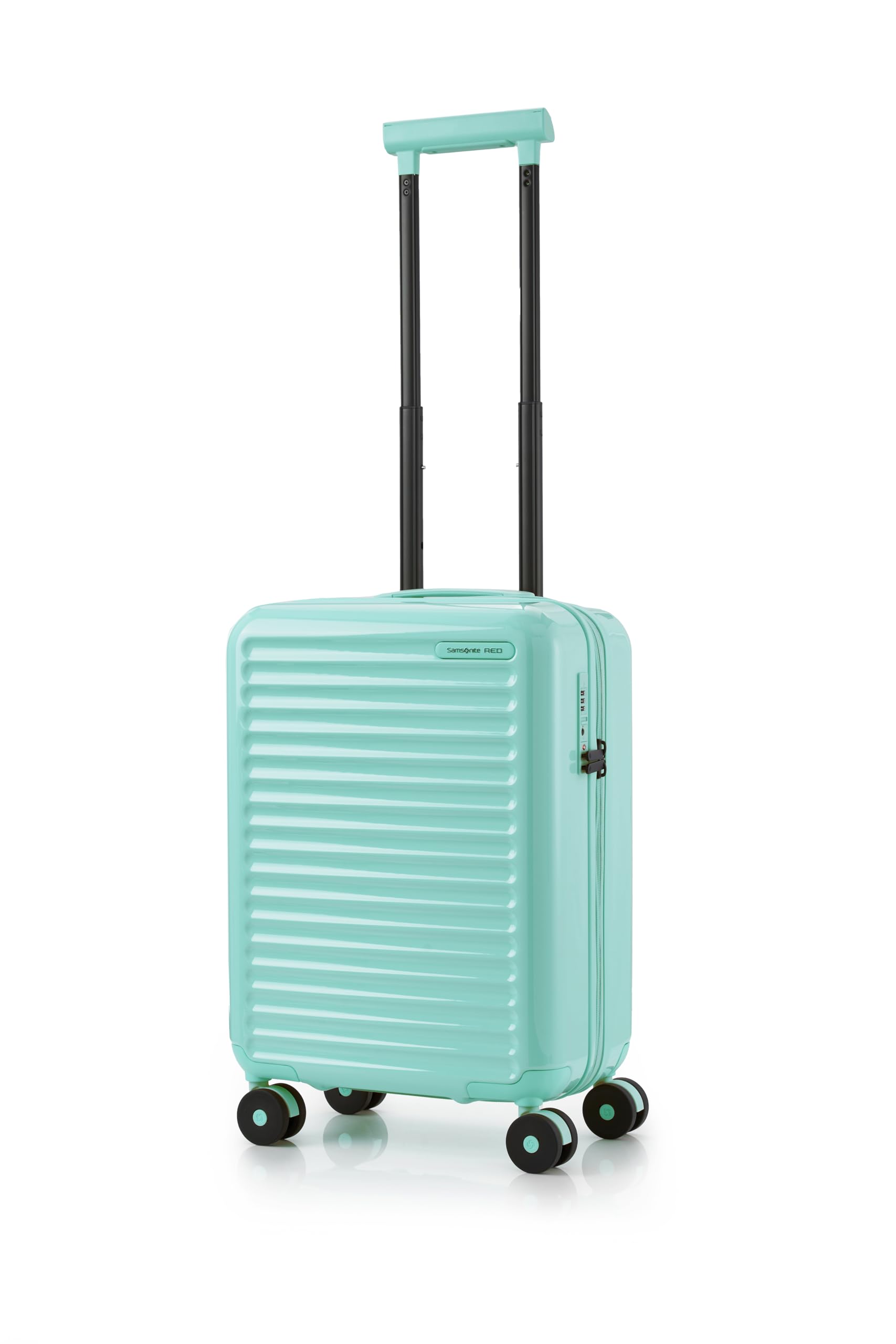 Red TOIIS Blossom Expandable 55 Cms Small Cabin Polycarbonate Hard Sided 8 Wheel Spinner Luggage/Suitcase/Trolley Bag (Soft Mint) (Double Wheel), Green-image-4