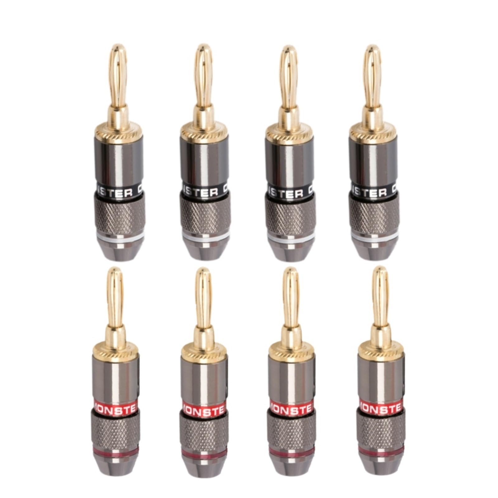 Lot de 8 fiches banane 4 mm plaqué or 24 carats pour haut-parleur en cuivre pur connecteurs audio