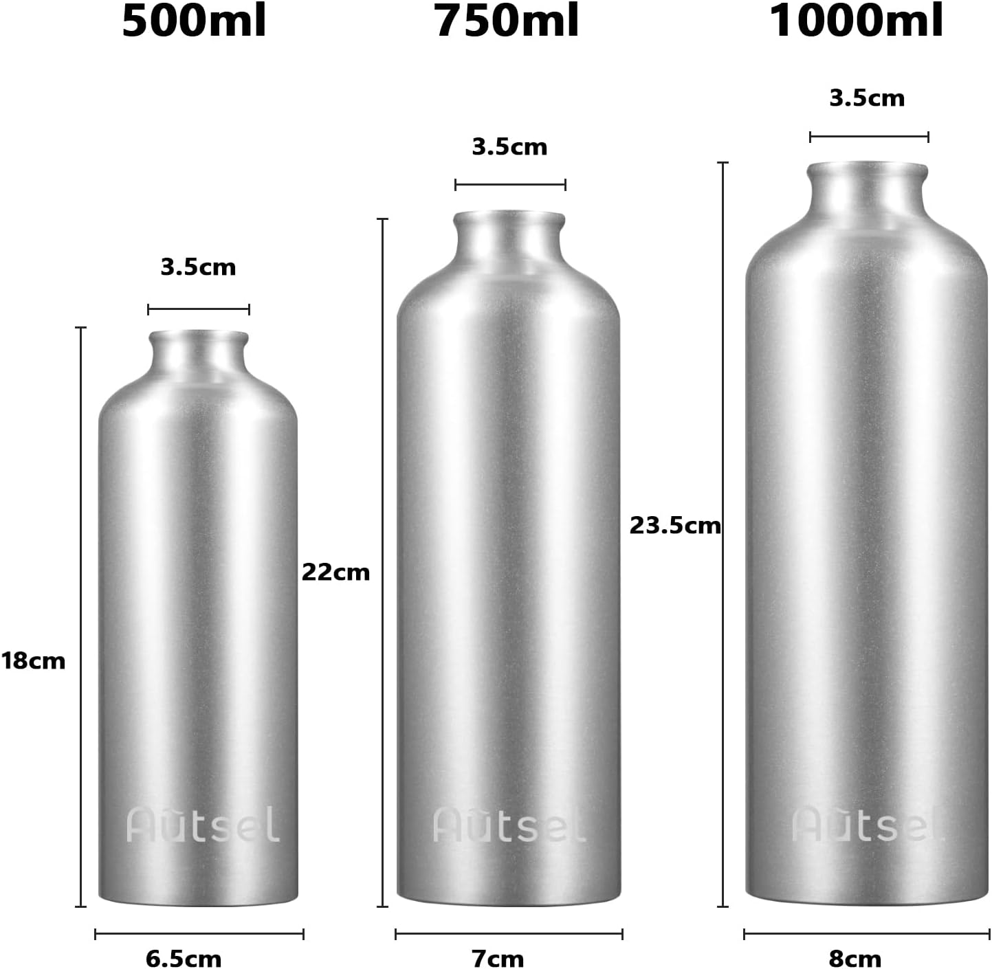 Autsel Aluminum Water Bottle 750ml Reusable Lightweight and Leak Proof