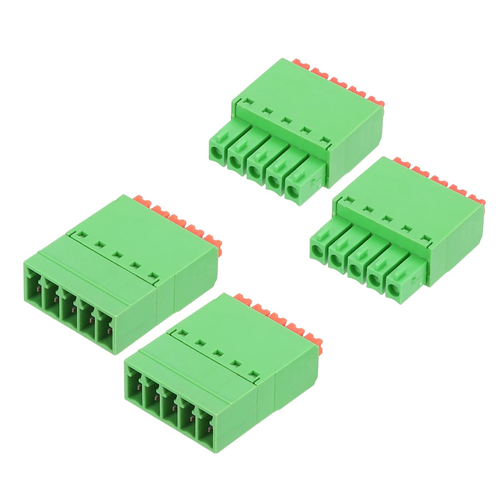 sourcing map 2set 3.5mm 0.14" Pitch Spring PCB Terminal Block Connector 5 Pin Male Female Pluggable Quick PCB Wiring Terminals for 22-16AWG Cable Mechanical Equipment, Green