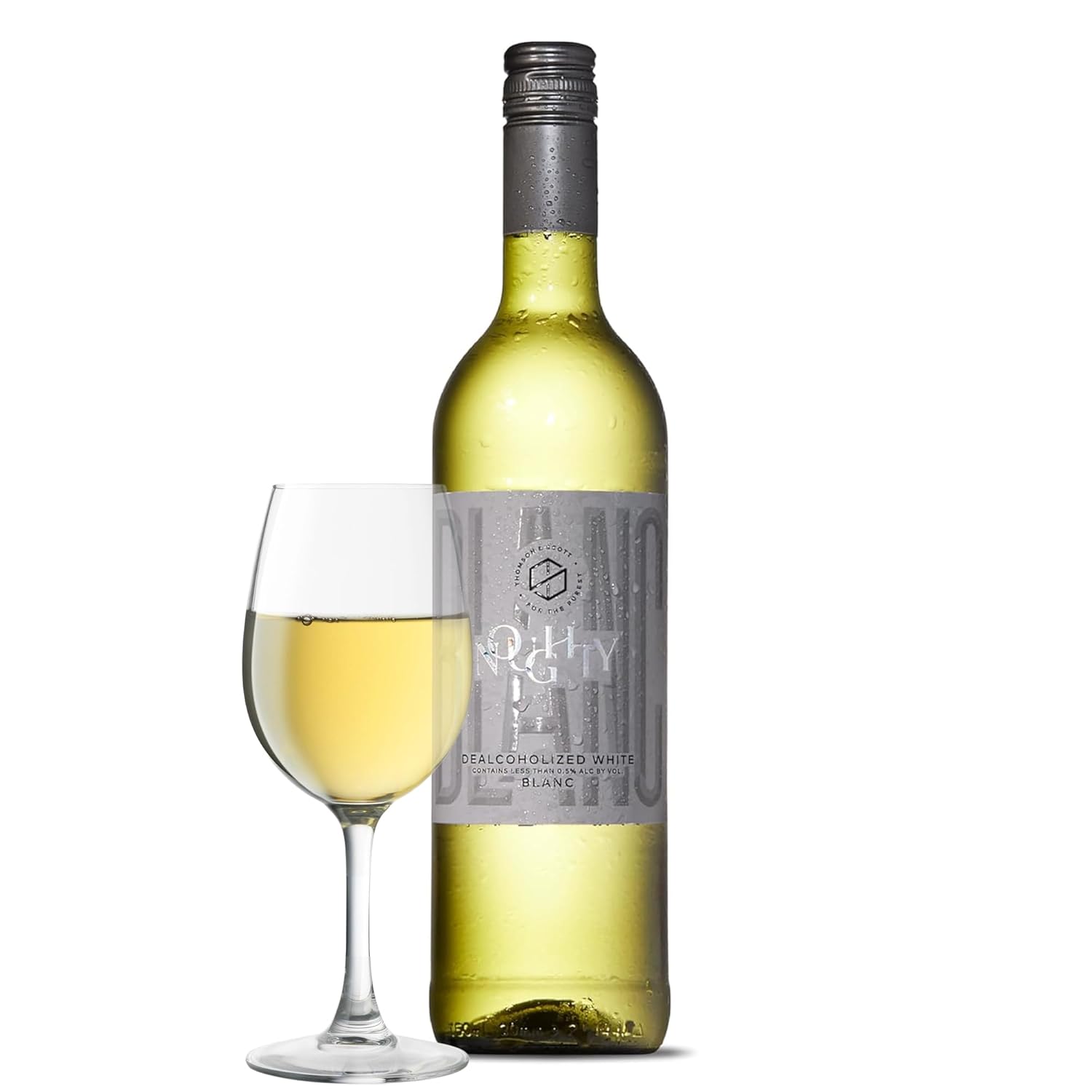 Thomson  Scott Noughty Blanc, Non Alcoholic White Wine, Dry, Citrus, Yellow Apple, Honeysuckle, Jasmine, Medium Acidity, Organic, Dealcoholized Chenin Blanc  Chardonnay, &amp;lt;0.5% ABV, 750ml 1 Bott