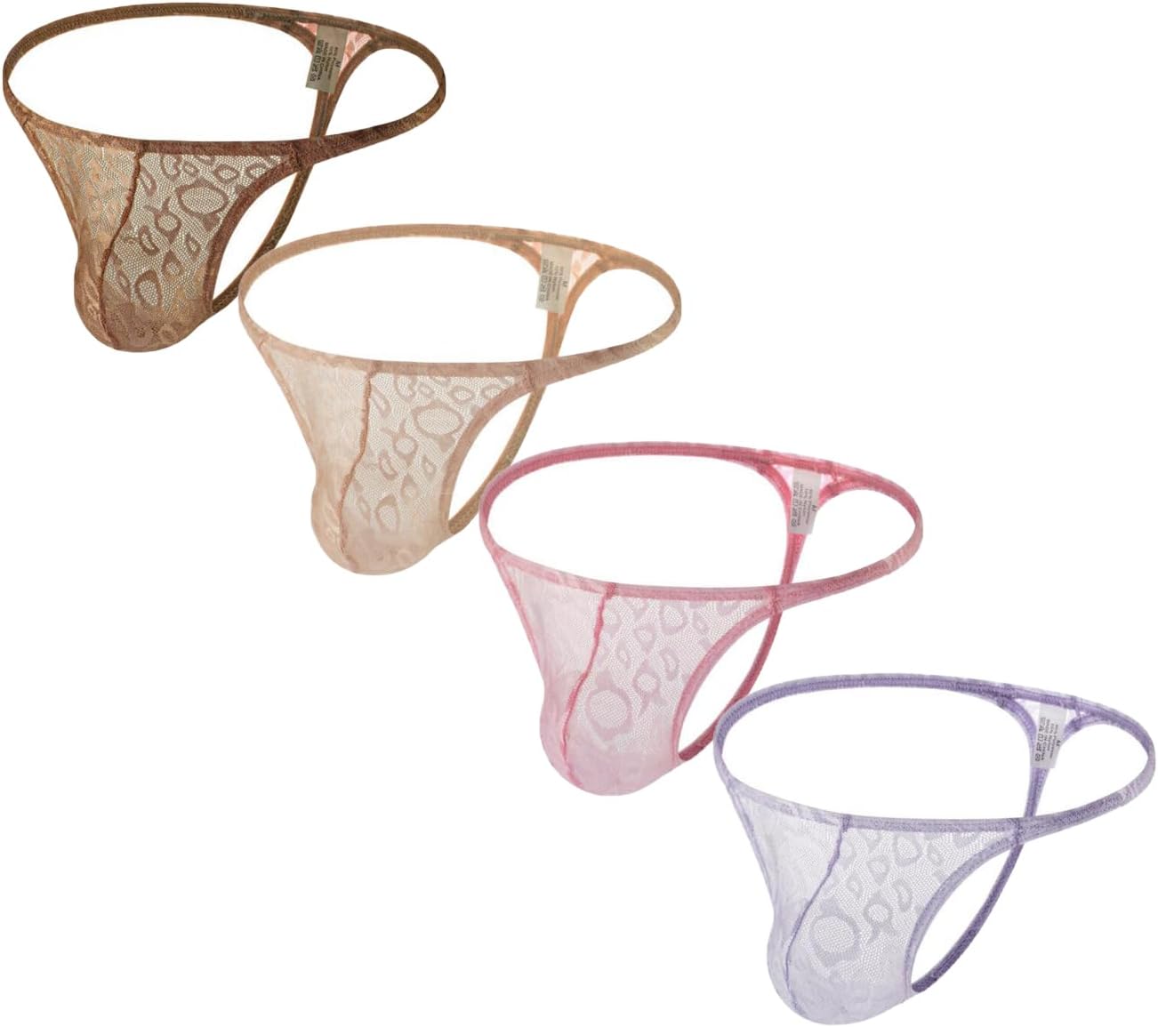 Faringoto Men's Low Waist Thong Breathable Lingerie Gay Bikini Underwear(4 Pack)