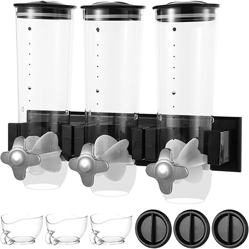 Miniatura 2 de Dispensador de pared de 3 cabezales, dispensador grande de alimentos secos de 4.5L, dispensador de cereales y dispensador transparente, recipiente