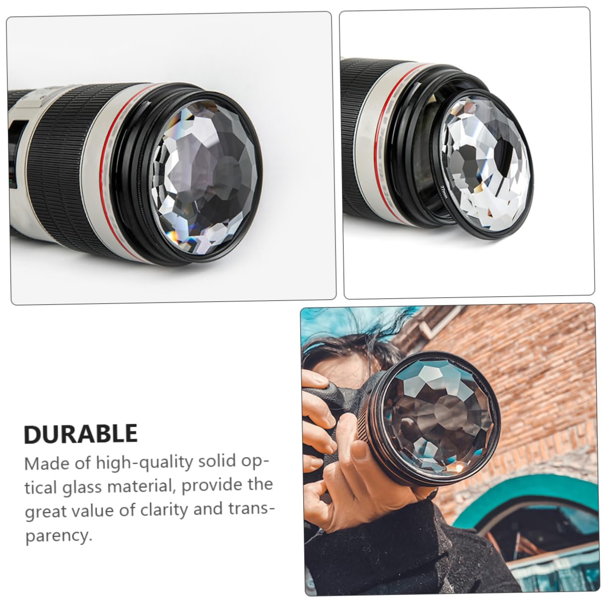 DOITOOL 77mm Photography Accessories 8-fold Kaleidoscope Prisms Eground Solid Glass Material Creative for Night Scenes