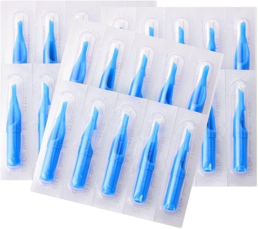 Gem Disposable Tattoo Blue Flat Tips 13F