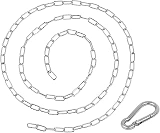 MECCANIXITY M10x100mm Stainless Steel Spring Snap Hooks with 3.28 Feet 1.2mm Zinc Plated Proof Coil Chain for Hanging Plants/Drying Clothes Silver Tone
