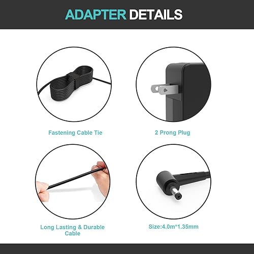 Miniatura 3 de Cargador de CA con certificación UL para Asus Vivobook L203MA L203M L203 L203MA-DS04 ultrafino de 11.6 pulgadas portátil portátil portátil 7.5 pies