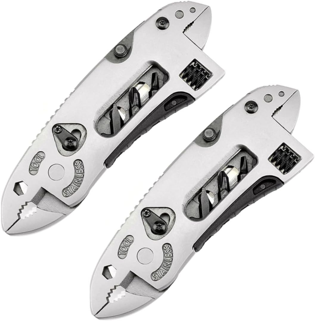 Multi-Tool Pliers Set for Outdoor Camping Heavy-Duty Pocket Wrenches Safety Locks Versatile Camping Accessories 2-Piece Combination