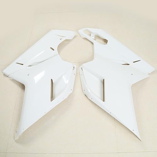 Miniatura 2 de XMT-MOTO Kit de carenado de plástico ABS para Ducati 848 1098 1198 2007 2008 2009 2010 2011 2012 (blanco sin pintar 1 juego) + parabrisas