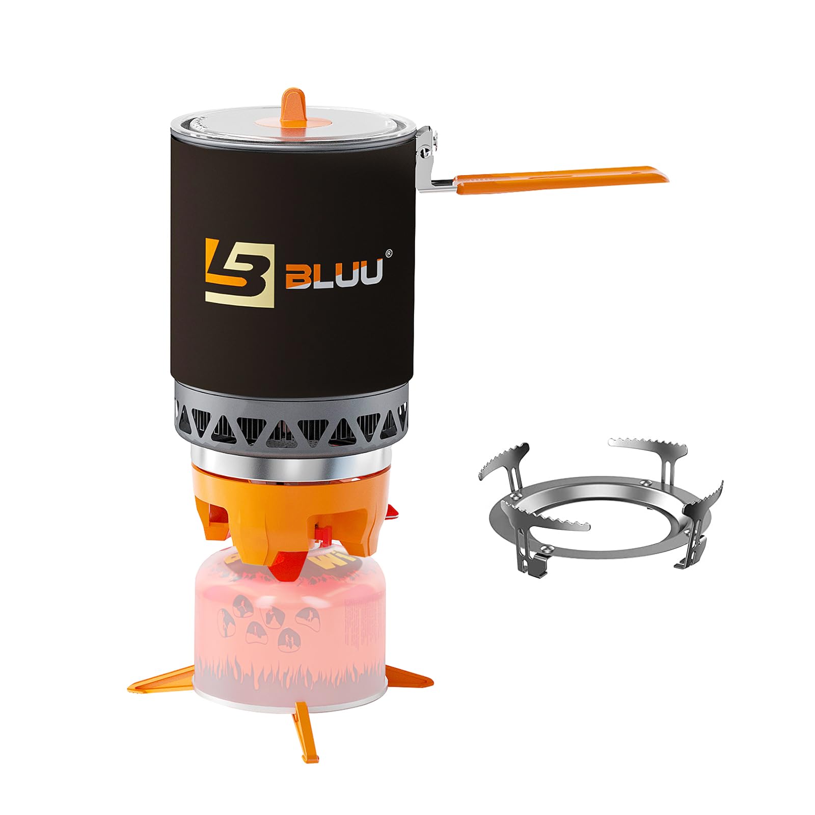 Amazon.com: BLUU MEGA (1.6-Liter) Backpacking Camping Propane Stove,  Outdoor Portable Camp Gas Stoves Burner Cooking System Kit, Hiking Hunting  Fishing Emergency u0026 Survival(Black) : Sports u0026 Outdoors
