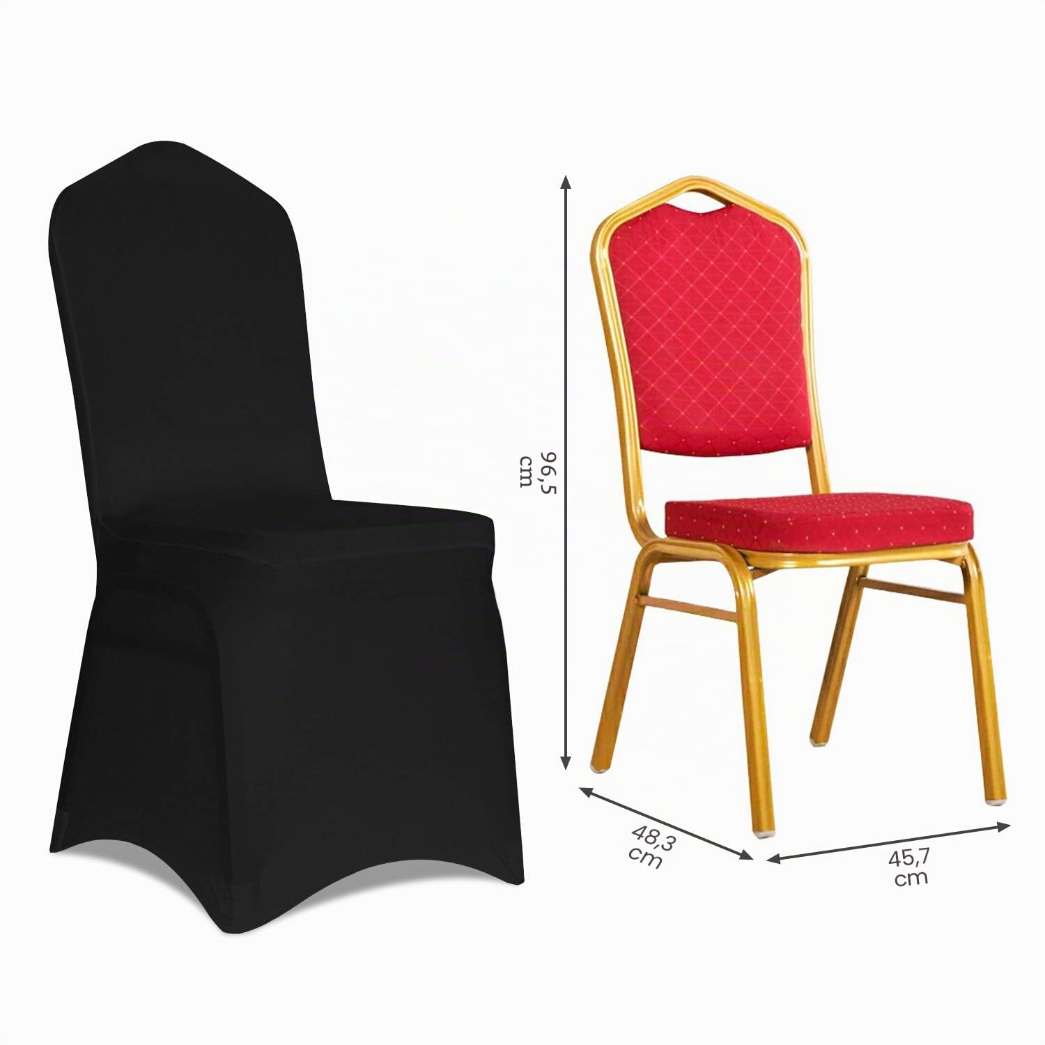 Housses de chaise Noir 12 pièces Housse de chaise Amovible Lavable pour chaises en coque, Housse de chaise extensible pour mariage, fête, hôtel, restaurant