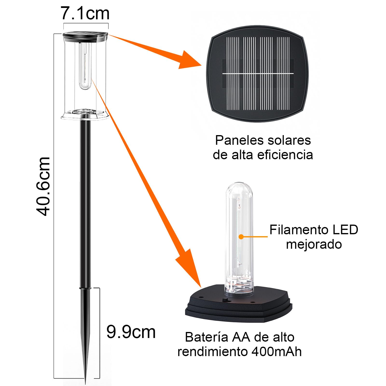 SOLARBABY 12 Pezzi Luci Solari da Giardino Esterno LED Bianco Freddo, Giardino Solari da IP65 Accensione Automatica, Illuminazione Funzionale per Vialetto, Percorso, Giardino e Cortile