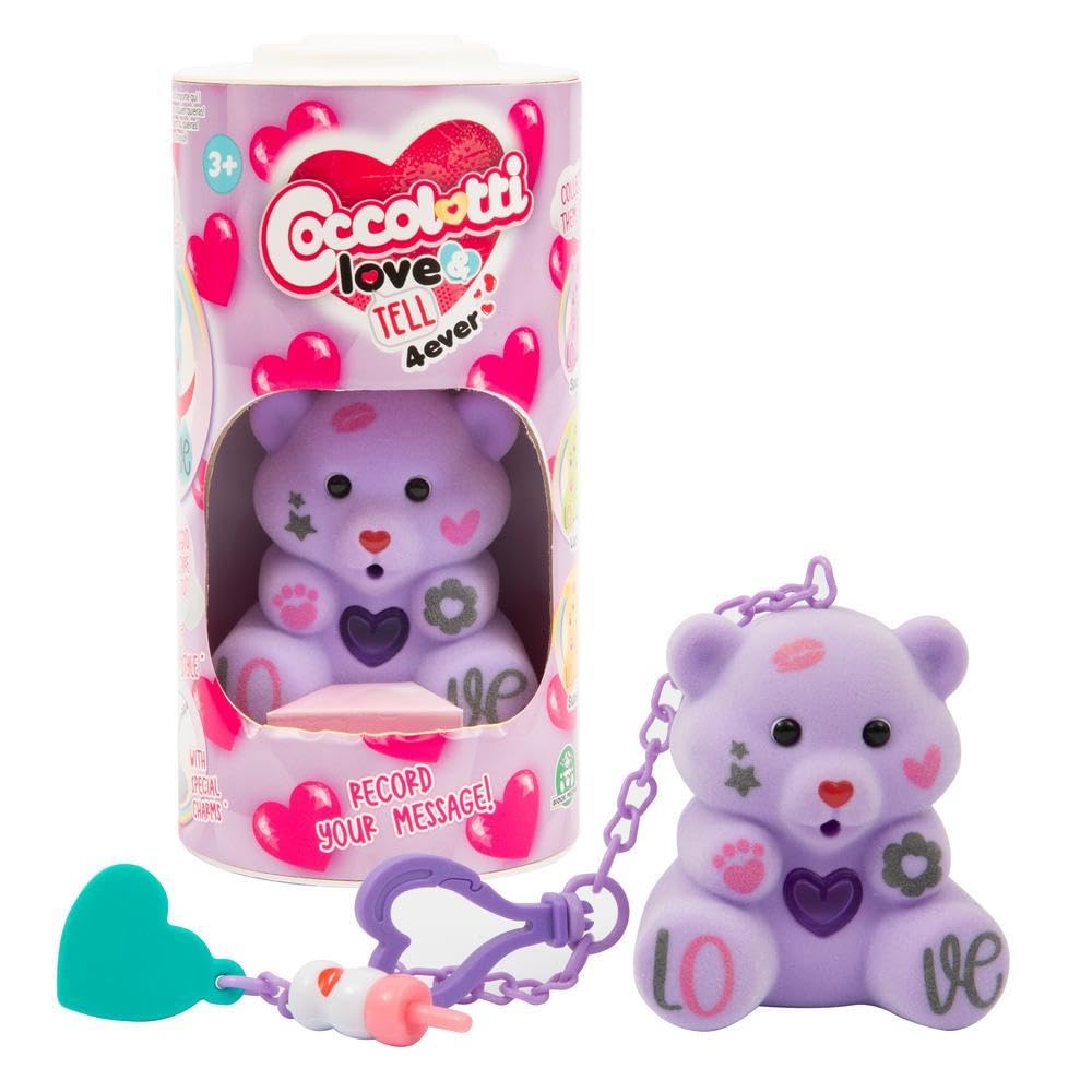 Coccolotti Love & Tell 4Ever Sparkle, Talking Plush Toy with Recordable Voice Message, Unique Gift and Keepsake for Kids, Friends, Family and Special Occasions, Lila