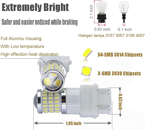 Miniatura 2 de iBrightstar Nuevas luces LED intermitentes de 9-30 V intermitentes de marcha atrás 3157 3156 3057 3056 bombillas LED con proyector de repuesto para