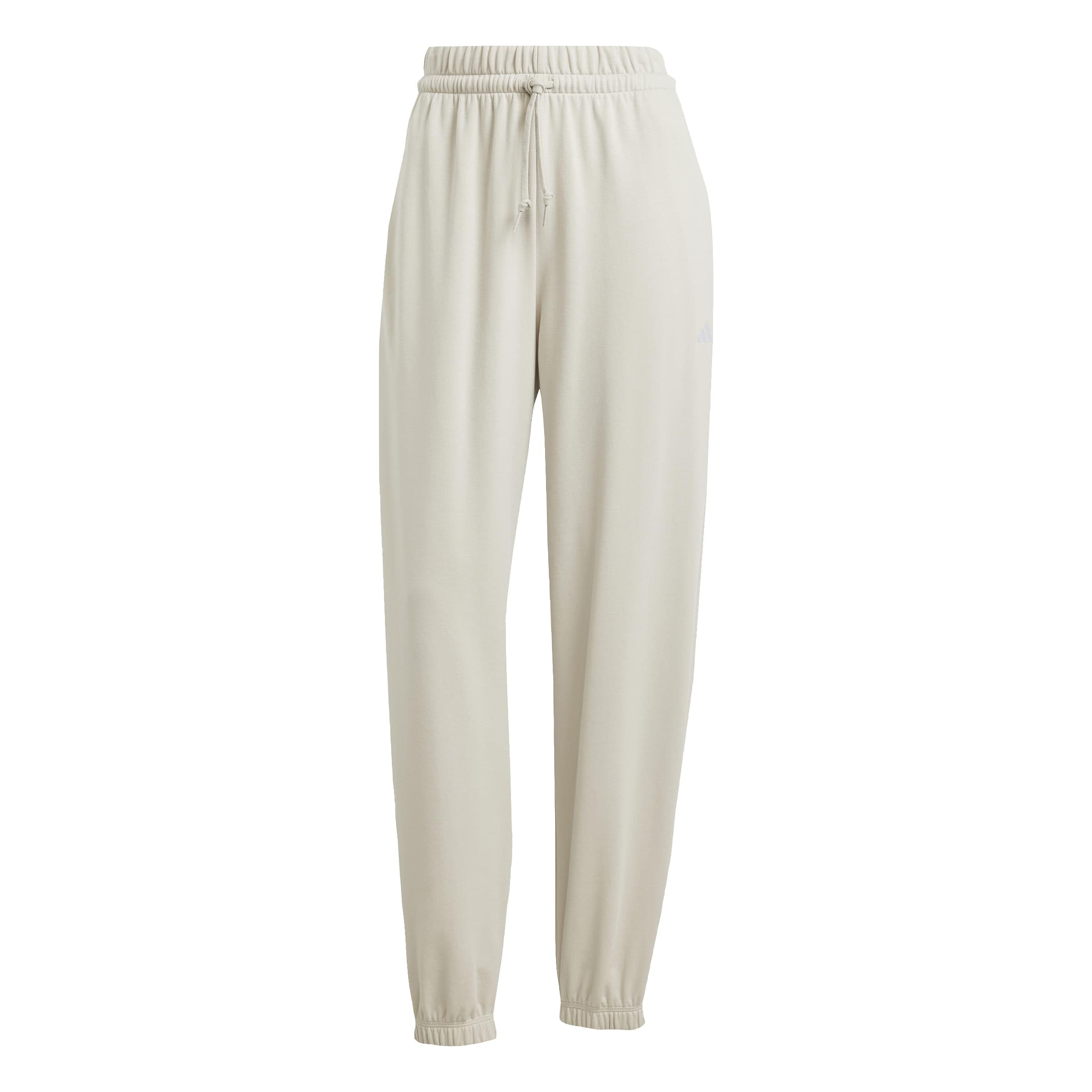 adidas Women's Essentials Small Logo French Terry Cuffed Pants, Wonder Alumina/White, L