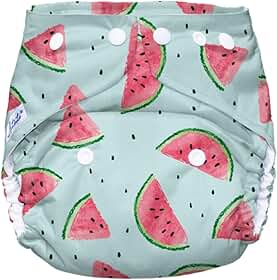 Fralda Reutilizável para Praia e Piscina, Tamanho Único 5-18kg, Lavável, Unissex (Melancia Delícia)