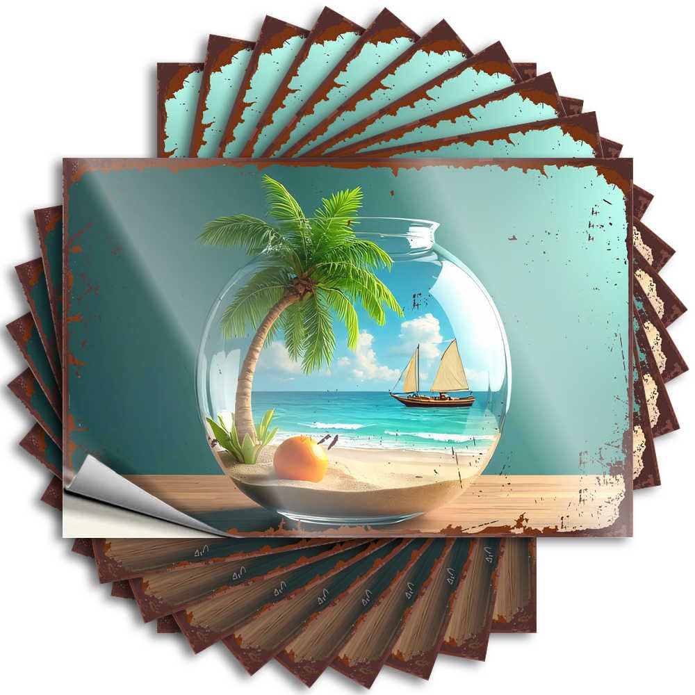Bumper Spring | Square Door Miniature Tropical Paradise in A Glass Globe for Billiards(8X12CM)