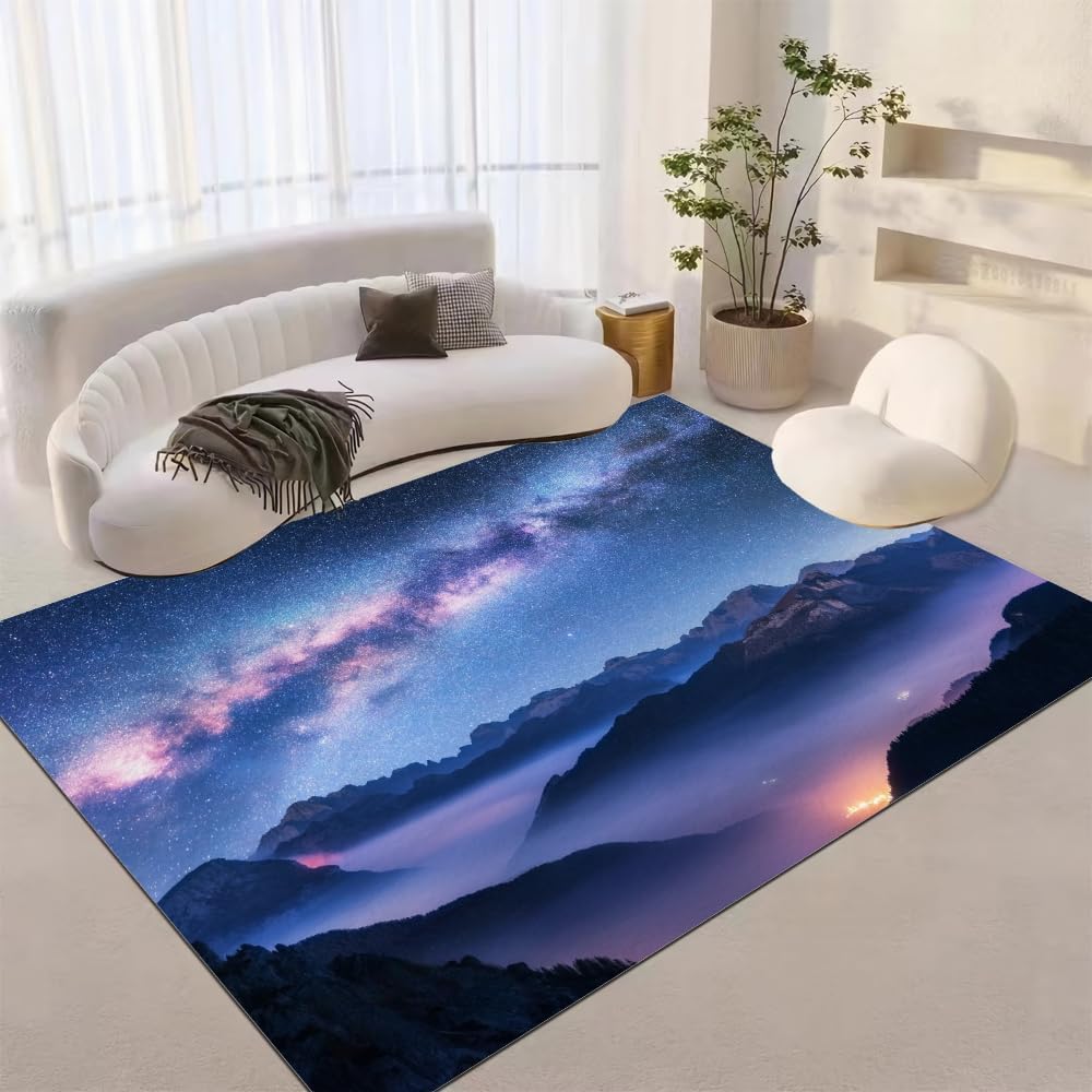 Tapis de sol ciel étoilé 3D imprimé antidérapant décoratif salon