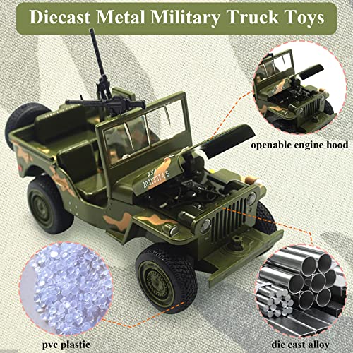Otonopi Military Truck Toy Army Car Armored Vehicle Die Cast Model Off-Road Fighter Pull Back Toy For Kids With Lights And Sounds #TOP3