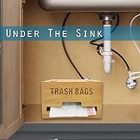 Vista 5 de Dispensador de bolsas de basura extra grande con asas, soporte para bolsa de basura para cocina, lavandería, compatible con rollos de bolsas