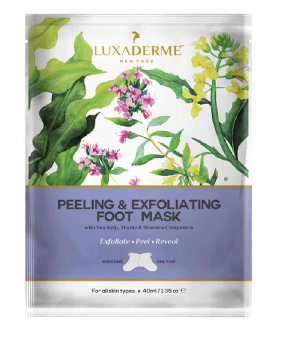 Lu,xa'De'r//me Korean Exfo.lia,'tin/g Foot Mask | Removes Dead Skin & Hard Calluses | Deep Hydration for Dry, Cracked Feet | Baby Soft Feet in Days | Easy-to-Use Sock Style | Unisex