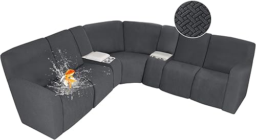 Miniatura 79 de ALIECOM Fundas 100% impermeables para sofá seccional reclinable en forma de L, funda elástica para sofá seccional reclinable de esquina, protector