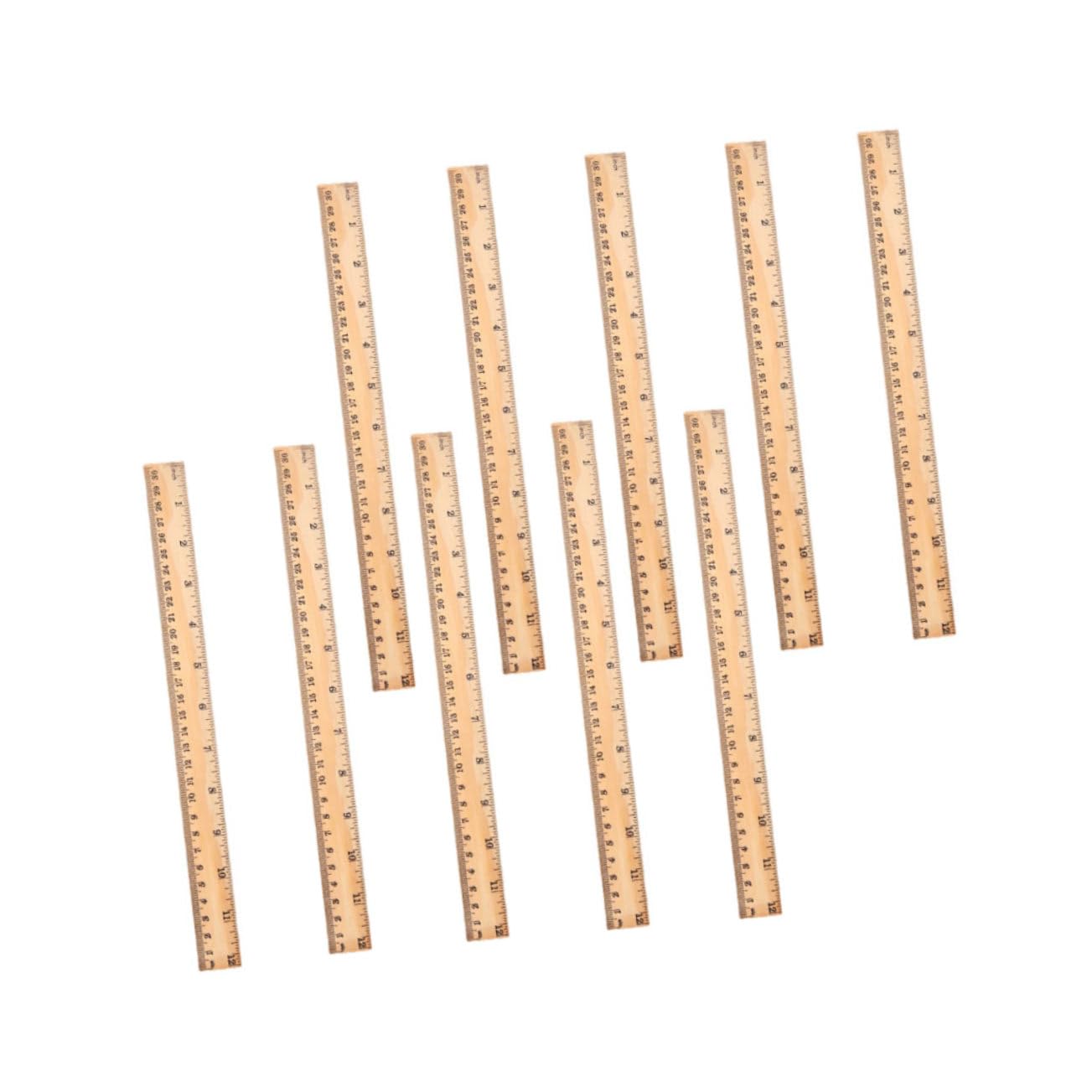 DOITOOL 10Pcs Wooden Straight Ruler Multi Function Measuring Tool for School Office Home Use Scale for Drawing and Measuring for Students and Graduates