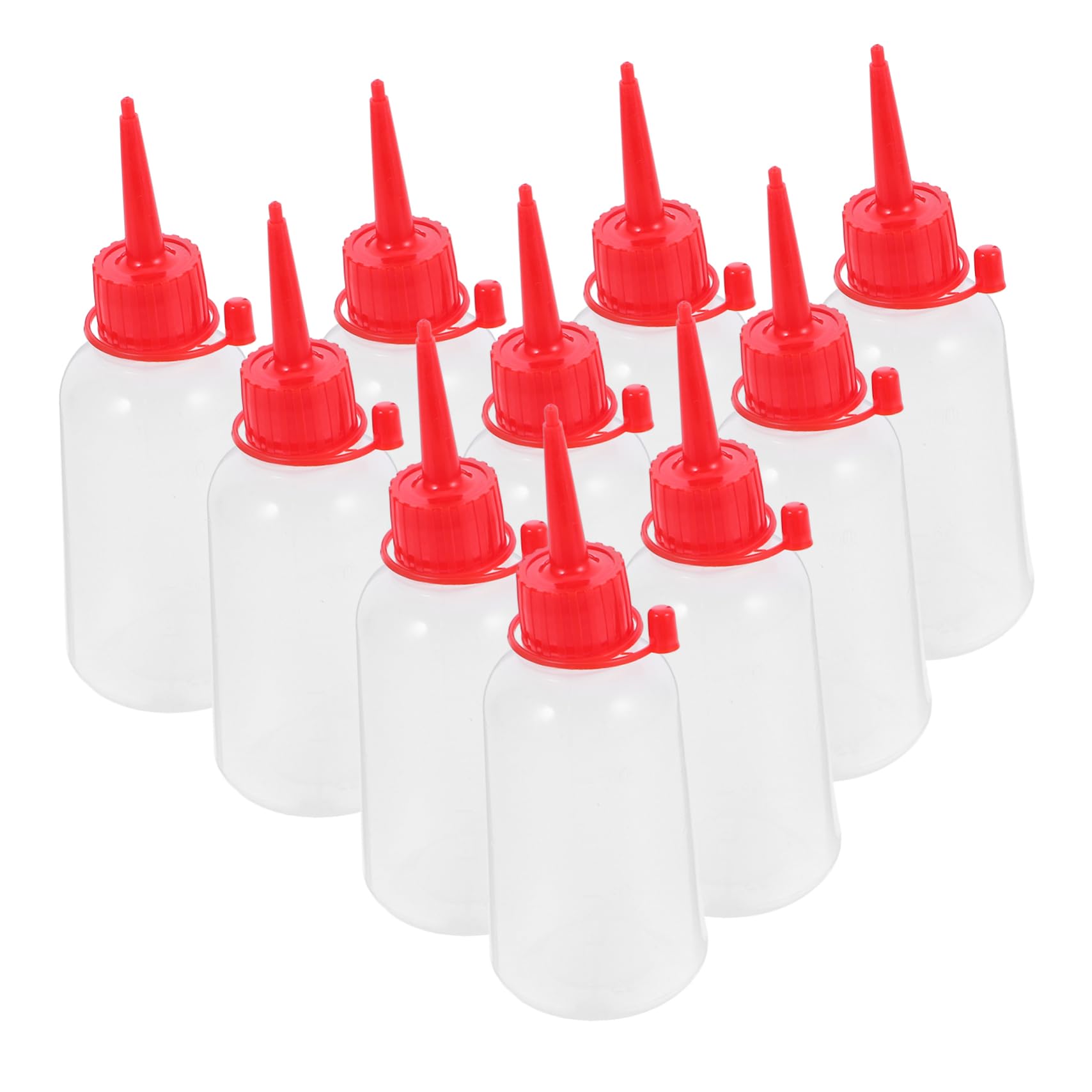 DOITOOL Botellas Dispensadoras de Pegamento Vacías Punta Fina, 10 Unidades de Plástico Blando de 100 Ml Tapa Roja, Recomendadas para Pintura Acrílica y Uso Artístico