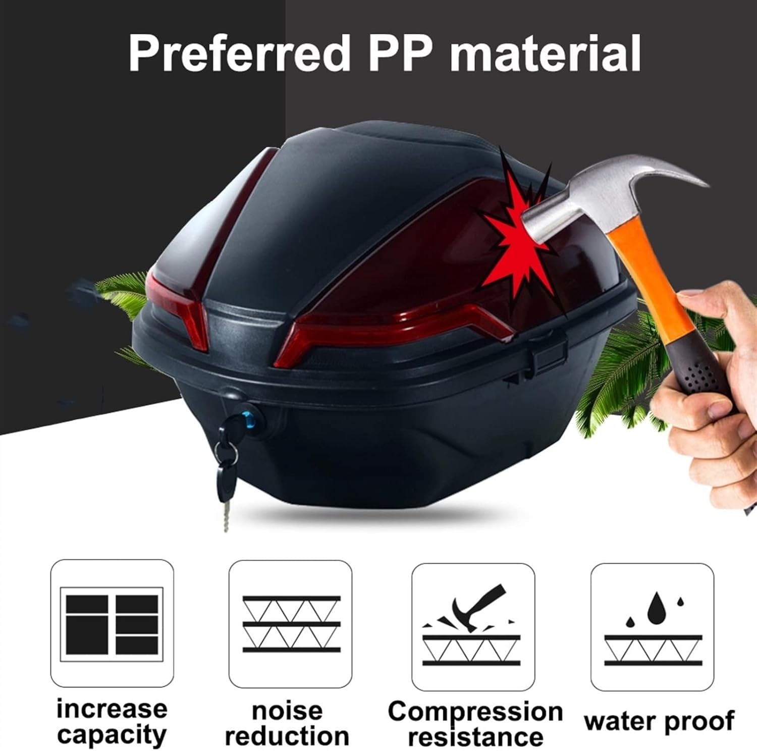 Motorcycle Top Case, Hard Waterproof Universal Tail Guatemala Ubuy