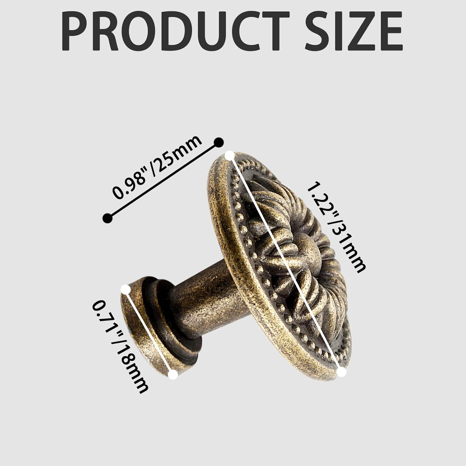 Zorfeter 10 Pcs Antique Bronze Cabinet Knobs Pull, Vintage Rustic Style Drawer Knobs Decorative Round Handles for Furniture Cupboard Dresser