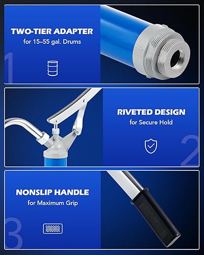 Miniatura 6 de Orion Motor Tech Bomba de barril de acción de palanca, bomba manual de barril resistente con tubo de succión telescópico que se adapta a tambores de