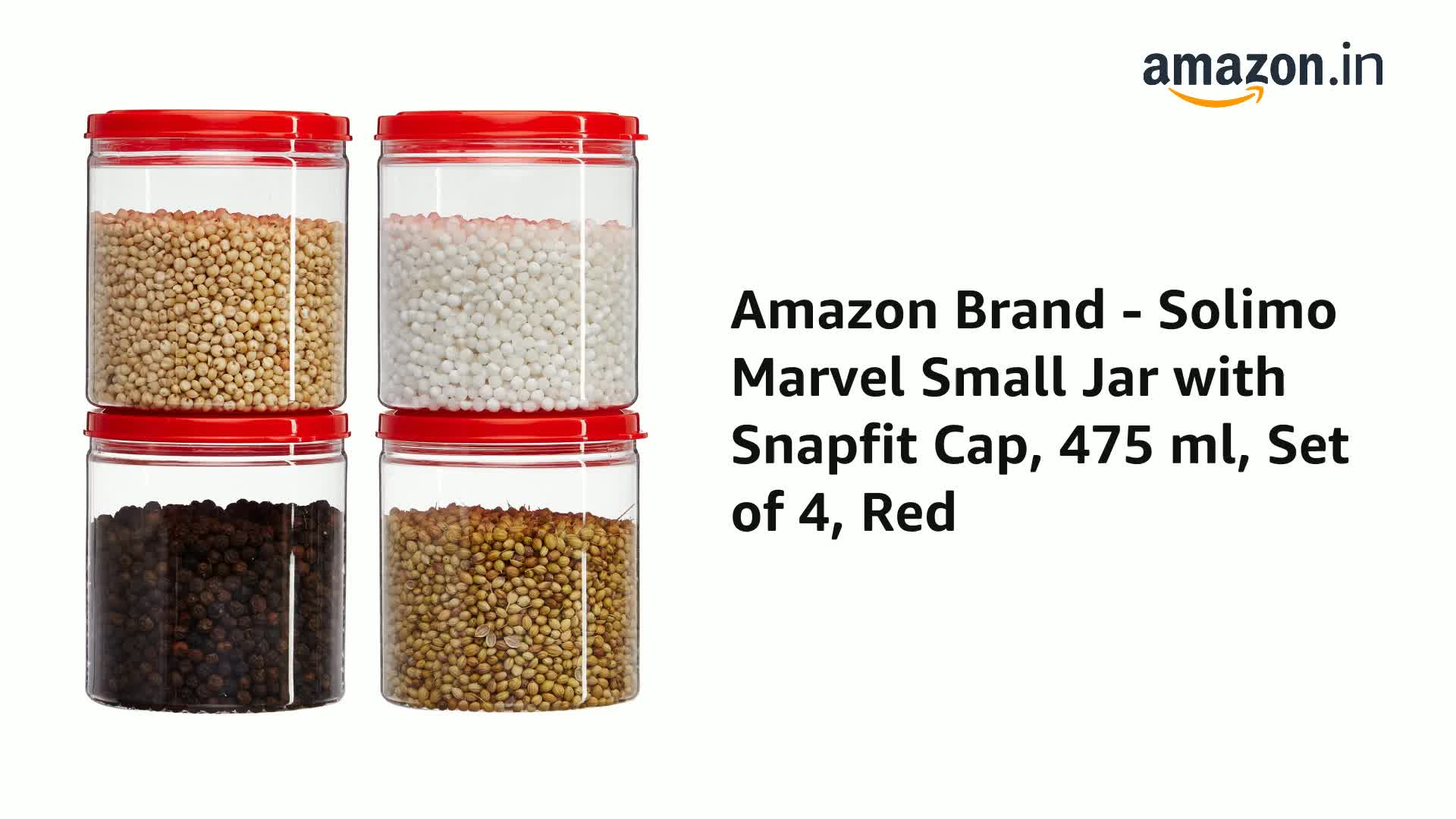 Buy Amazon Brand Solimo Marvel Small Jar With Snapfit Cap 475 Ml Set Of 4 Red Plastic Online At Low Prices In India Amazon In