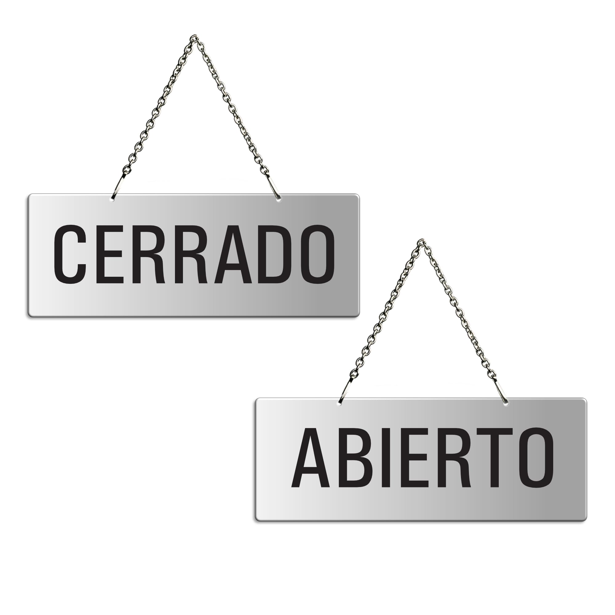 Placa Aluminio | Cartel para Colgar Abierto - Cerrado | 175x65 mm No.31209-E