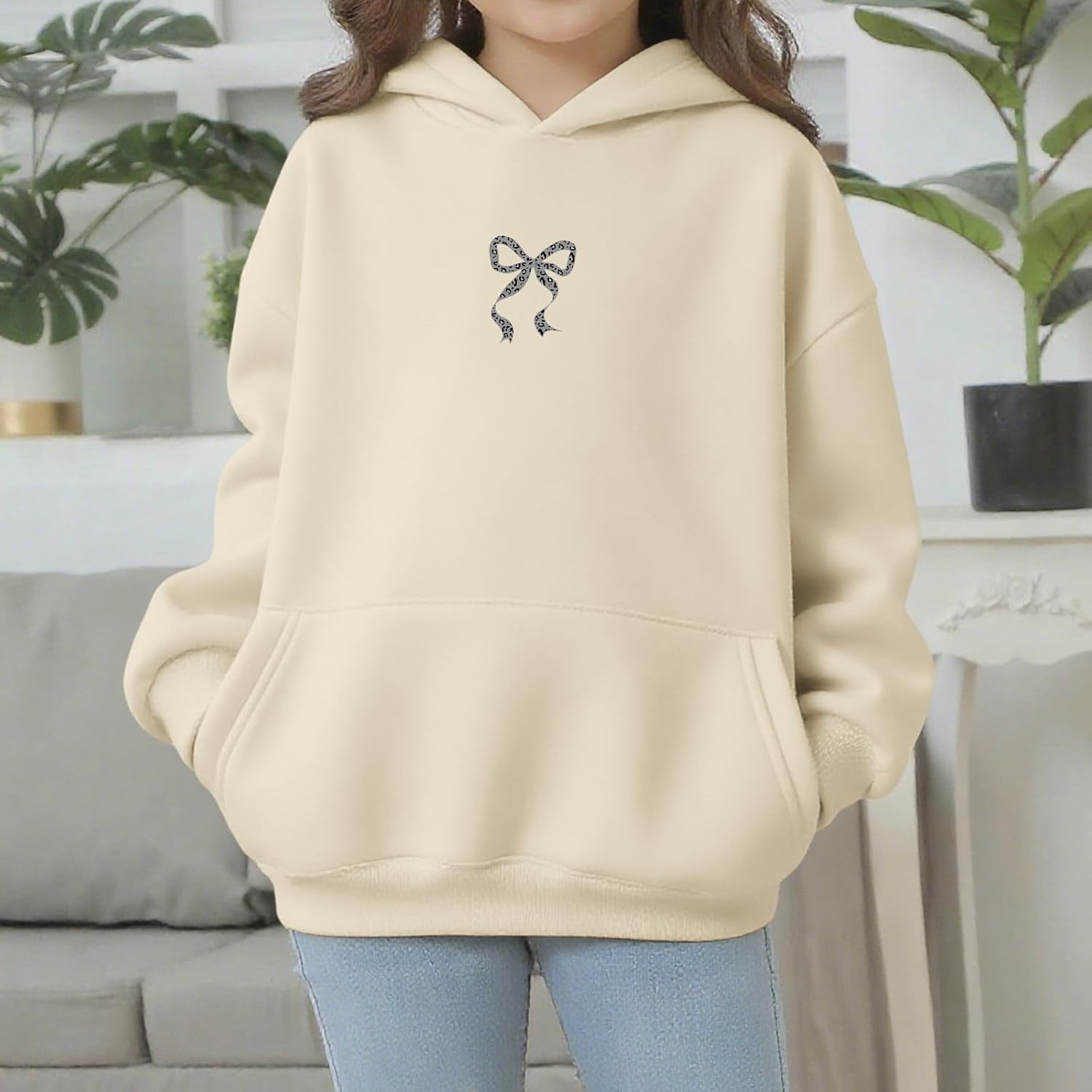 Bow Hoodie for Girls Kids Graphic Cute Hoodies Girl's Leopard Sweatshirts Prints Casual Pullover Sweatshirt - Image 2