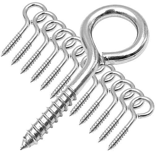 AYSUM 20Pcs 3.2 Inch Screw Eyes Heavy Duty Stainless Steel Screw in Eye Hooks for Wood, Metal Eye Lag Eyebolt for Indoor & Outdoor Use