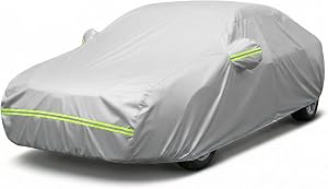 Favoto Car Cover Waterproof Sedan Cover 6 Layer Heavy Duty Universal Fit 450-495 cm Outdoor UV Protection All Weather Dustproof Snowproof Windproof Scratch Resistant with Side Zipper Vehicle Cover